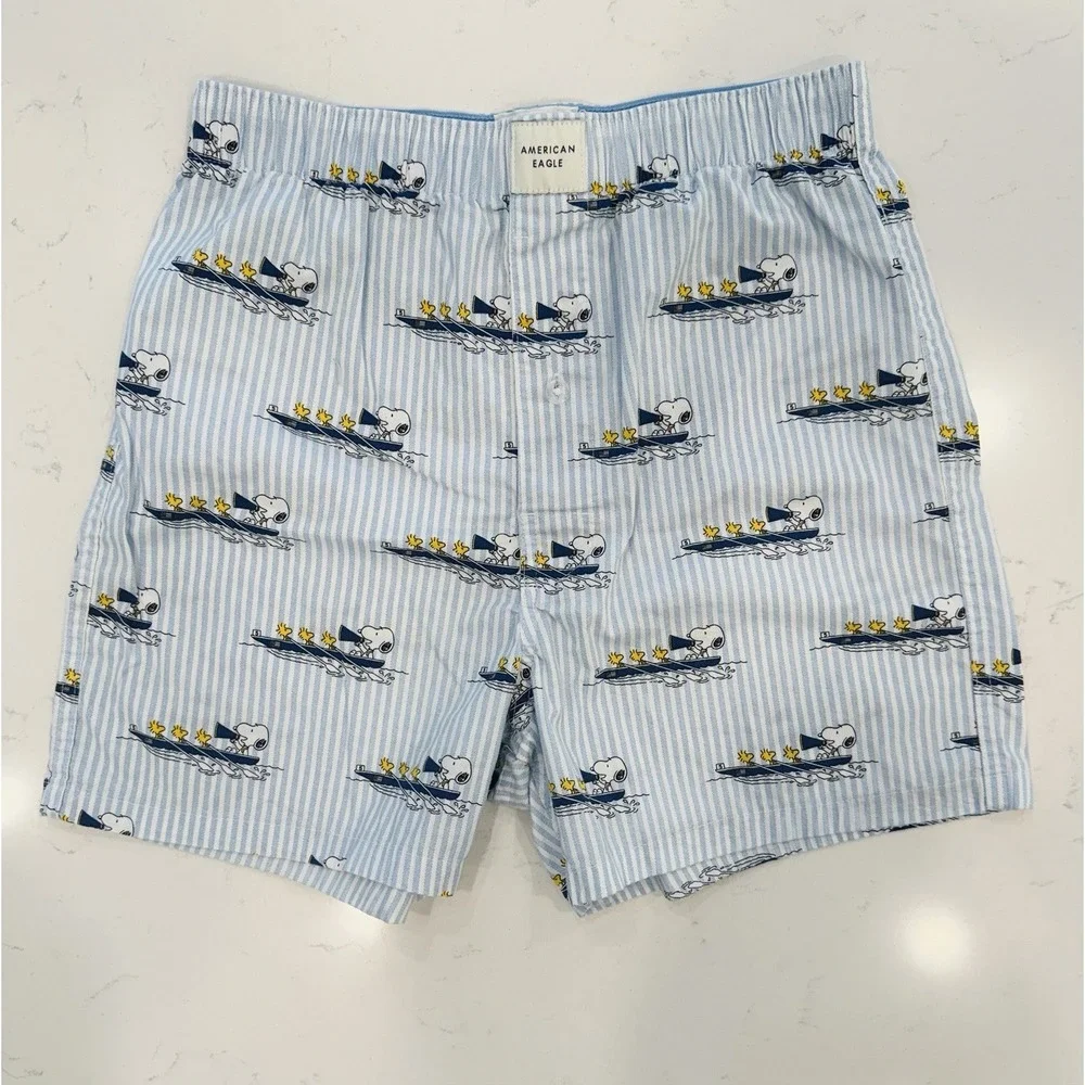 American Eagle Men's XS Woven Cotton Stretch Striped Snoopy Woodstock Boxers